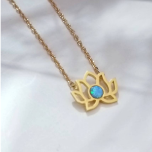 Gold Lotus Turquoise Necklace
