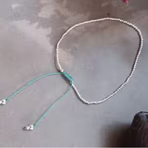 Aqua Silver Beaded Bracelet