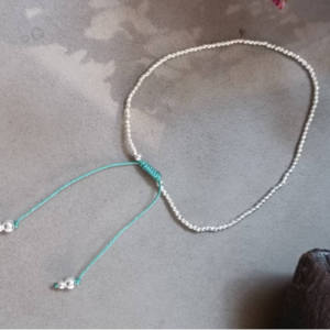 Aqua Silver Beaded Bracelet