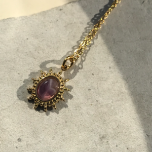 Purple Sunburst Pendant Necklace
