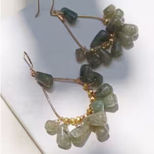 Green Chip Hoop Earrings