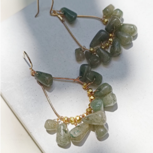 Green Chip Hoop Earrings