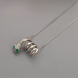 Silver Spiral Gem Pendant Necklace