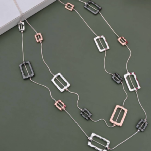Mixed Metal Rectangle Link Necklace