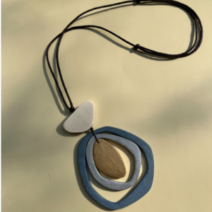 Grey Ring Wood Necklace