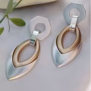 Silver Gold Layered Teardrop Earrings