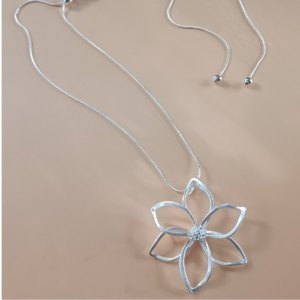 Silver Flower Outline Necklace