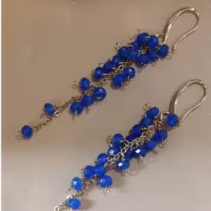 Blue Crystal Tassel Earrings