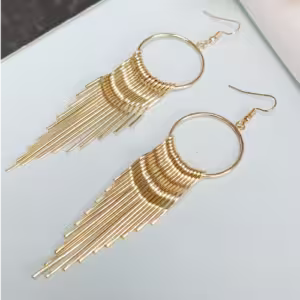 Gold Fringe Hoop Earrings