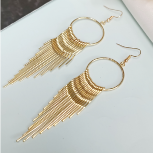 Golden Fringe Hoop Earrings