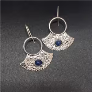 Silver Blue Fan Earrings