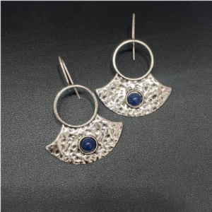 Silver Blue Fan Earrings