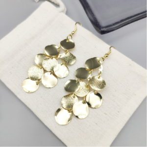 Golden Disc Cluster Earrings