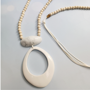 White Oval Pendant Necklace