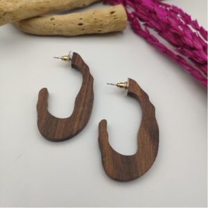 Curved Brown Wood Earrings