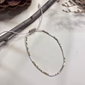 Grey White Acrylic Beaded Bracelet