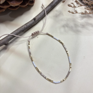 Grey White Acrylic Beaded Bracelet