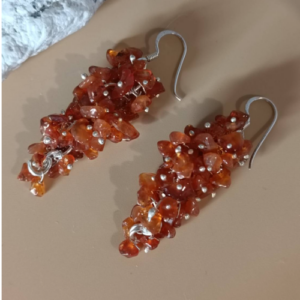 Orange Chip Cluster Earrings