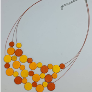 Yellow Orange Disc Bib Necklace