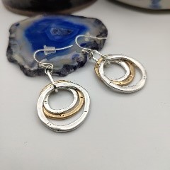Mixed Metal Circle Drop Earrings