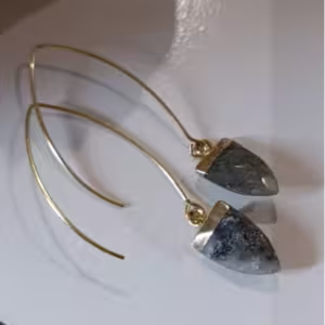 Grey Stone Threader Earrings