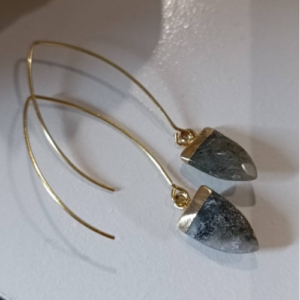 Grey Stone Threader Earrings