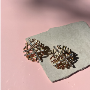 Mixed Metal Cluster Stud Earrings