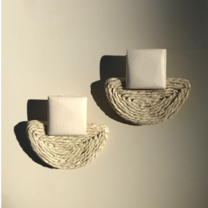 Ivory Woven Half Moon Earrings