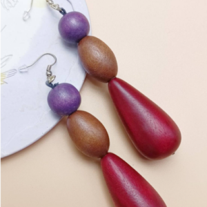 Berry Teardrop Wood Earrings