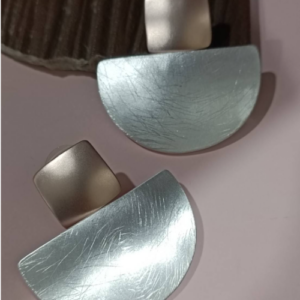 Mixed Metal Half Moon Earrings