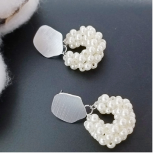 Pearl Cluster Hoop Earrings