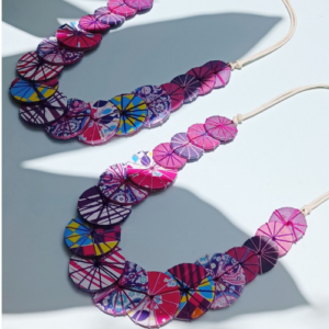 Pink Patchwork Disc Necklace