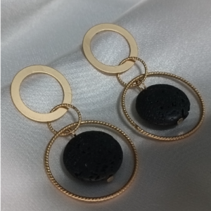 Golden Black Lava Earrings
