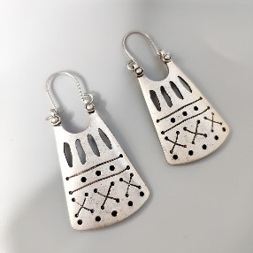 Silver Tribal Shield Earrings