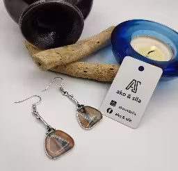 Brown Blue Teardrop Earrings