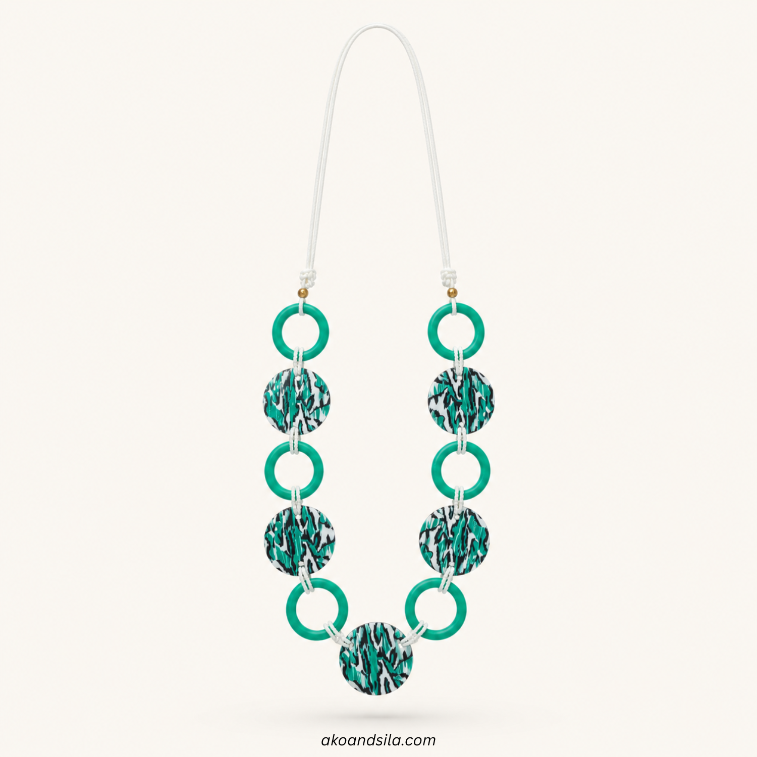 Green Pattern Link Necklace - Image 2