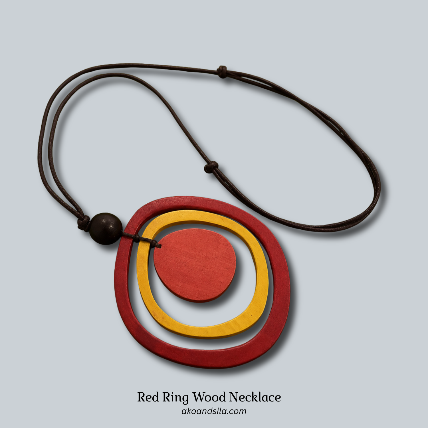 Red Ring Wood Necklace - Image 4