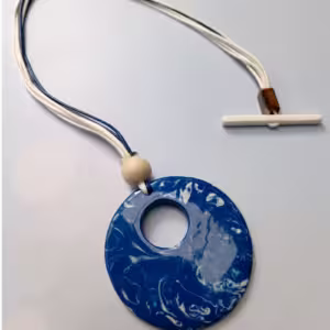 Blue Marbled Circle Pendant Necklace