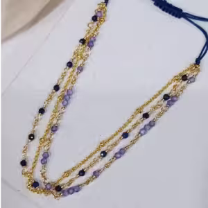 Blue Gold Multistrand Beaded Bracelet