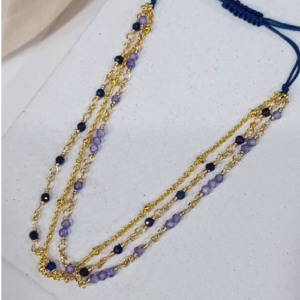 Blue Golden Multistrand Beaded Bracelet