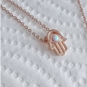 Rose Gold Hamsa Stone Necklace