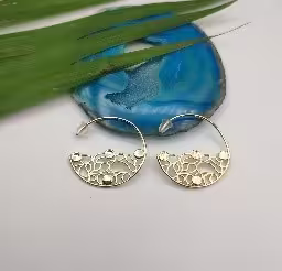Gold Floral Cutout Hoop Earrings