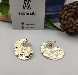 Gold Hammered Disc Stud Earrings