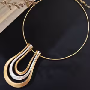 Mixed Metal Horseshoe Pendant Necklace