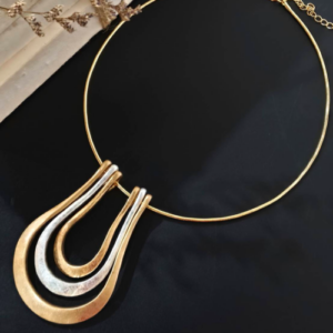 Mixed Metal Horseshoe Pendant Necklace