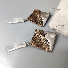 Gold Crystal Spike Earrings