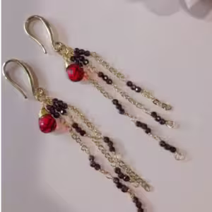 Garnet Tassel Earrings