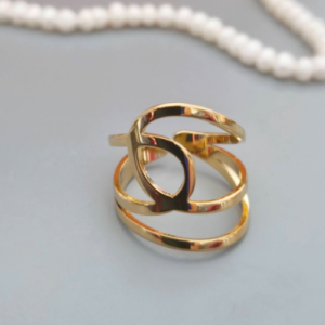 Golden Interlinked Loop Ring