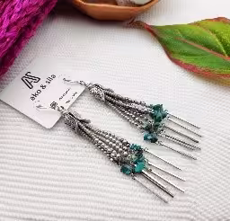 Turquoise Tassel Spike Earrings