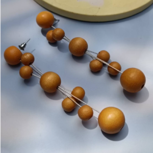 Brown Ball Drop Earrings